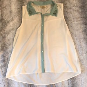 Sleeveless Blouse with Bead Detail